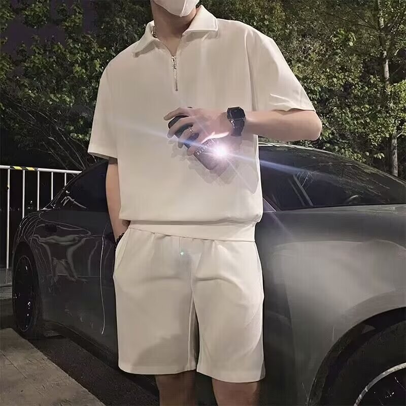 2024 new fashion brand casual sports suit men's summer POLO shirt men's summer shorts with a set