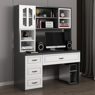 L$Hl$H Solid Wood Desk Bookshelf Integrated Table Bookcase Combination Kidsren's Writing Desk Home Simple Student Computer Desk