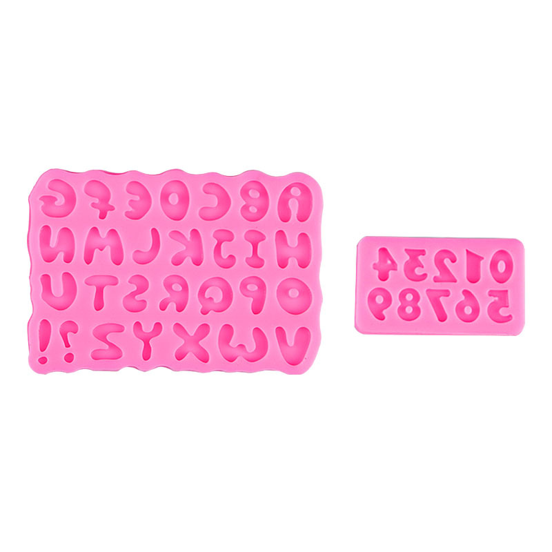 Números tamaño inglés letras fondant silicona molde DIY decoración de la torta galleta chocolate en stock lot