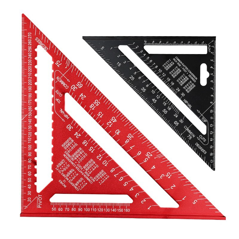 [Cross-border 7-inch/12-inch metric imperial aluminum profile black oxide triangle 90 degrees 45 degrees triangle ruler right angle ruler]