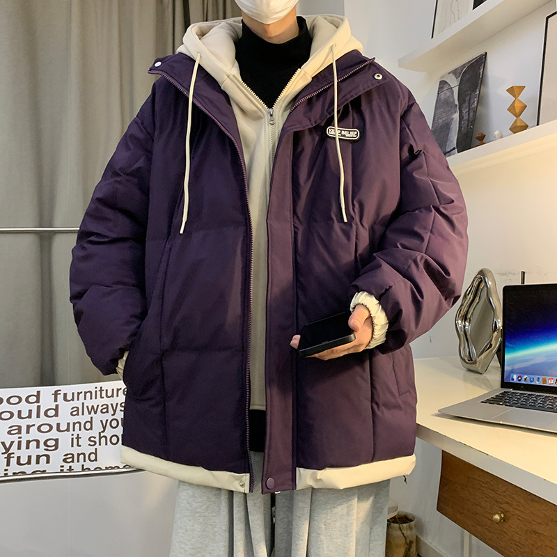 Chaqueta acolchada de algodón para hombres Otoño e Invierno forrada de lana engrosada marca de moda Chaqueta acolchada de algodón para jóvenes Estudiante de secundaria falso Abrigo acolchado de algodón de dos piezas