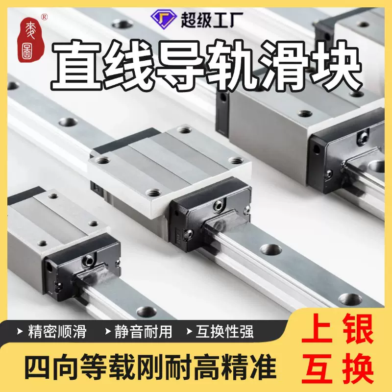 直线导轨滑块国产上银高组四方法兰HGH/W15/20/35/45/65CA/CC线轨