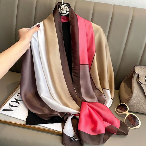 Spring and summer new decorative scarves for women, fashionable decorative shawls, color matching travel sun protection silk scarves and beach towels