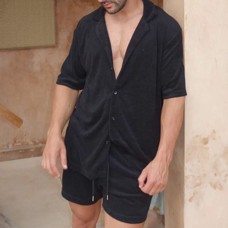 Conjunto masculino de músculos locos, pantalones cortos deportivos y de ocio, sudaderas de verano y blusas de dos piezas, conjunto de códigos europeos transfronterizos masculinos
