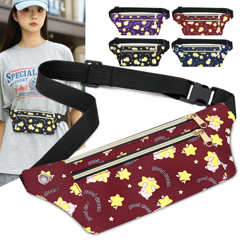 Women's Chest Bag with Cartoon Print, Sports Waist Bag, Outdoor Close-Fitting Running and Hiking Phone Bag, Fashionable Portable Shoulder Bag Women's Chest Bag with Cartoon Print, Sports Waist Bag, Outdoor Close-Fitting Running and Hiking Phone Bag, Fashionable Portable Shoulder Bag