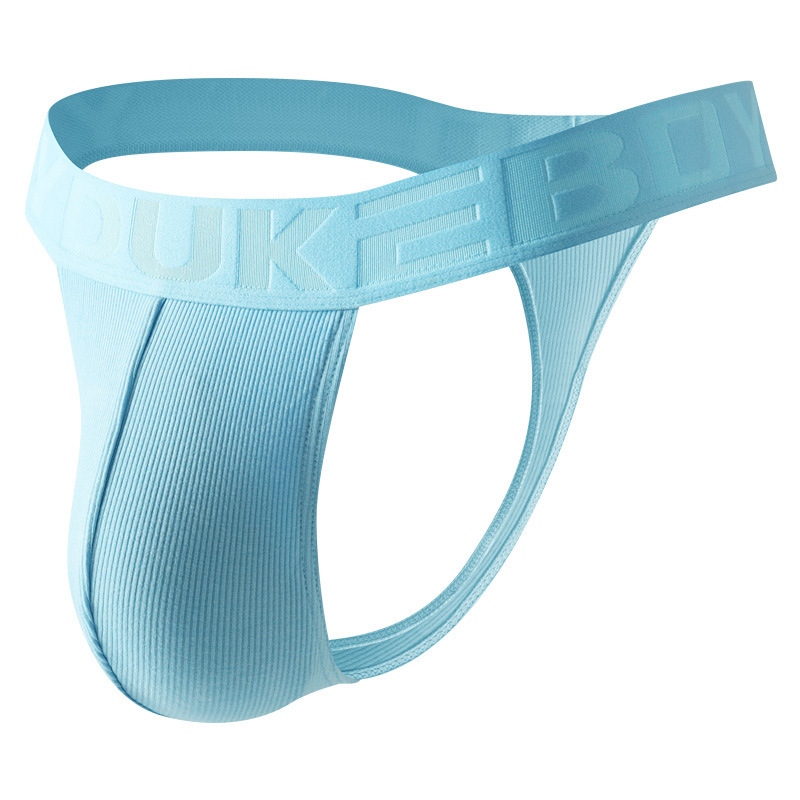 Men's Thong Solid Color Comfortable Breathable Personalized Rib Sex U Convex Sexy Hip-lifting Thong Underwear Comfortable Breathable T
