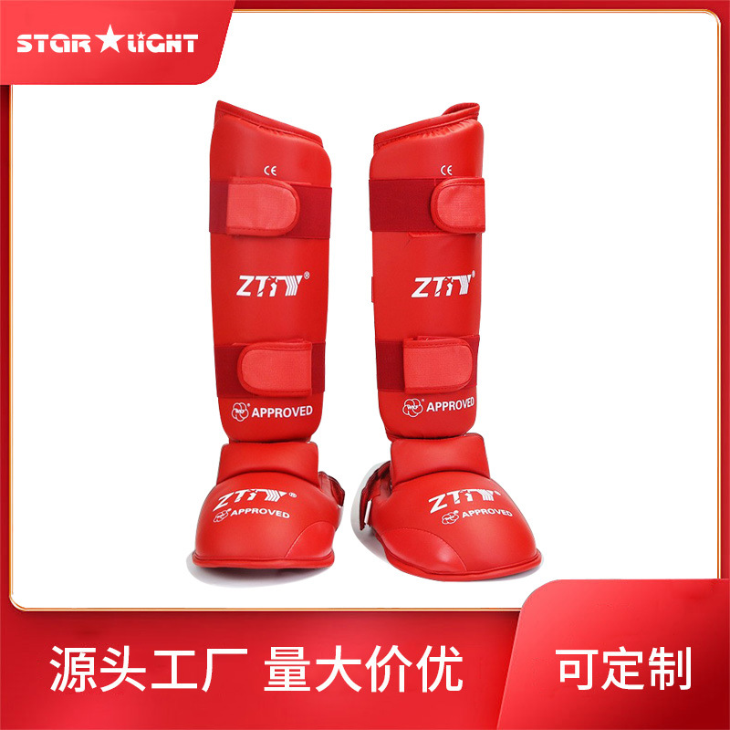 Factory Wholesale Karate Leg Guards Boxing Fighting Protective Gear with Foot and Shin Protection for Adult Training Martial Arts Self-Defense