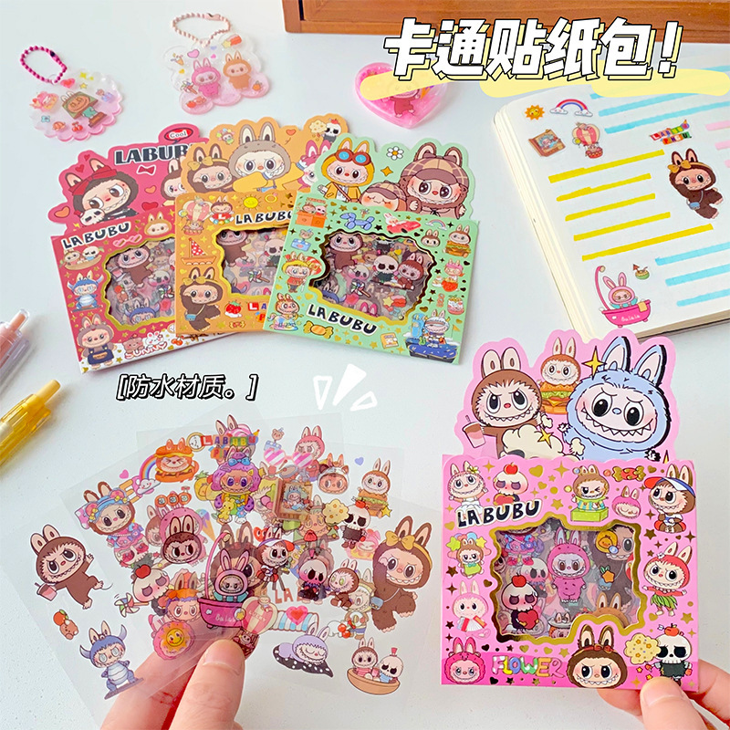 Cute Cartoon Sticker Pack 5 Pieces into Transparent Waterproof Pet Sticker Pack DIY Handbook Decorative Sticker Material Pack Wholesale