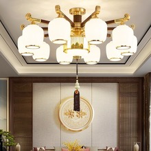 中式客厅吊灯2024新款禅意全铜别墅大厅复式楼餐厅卧室新中式吊灯