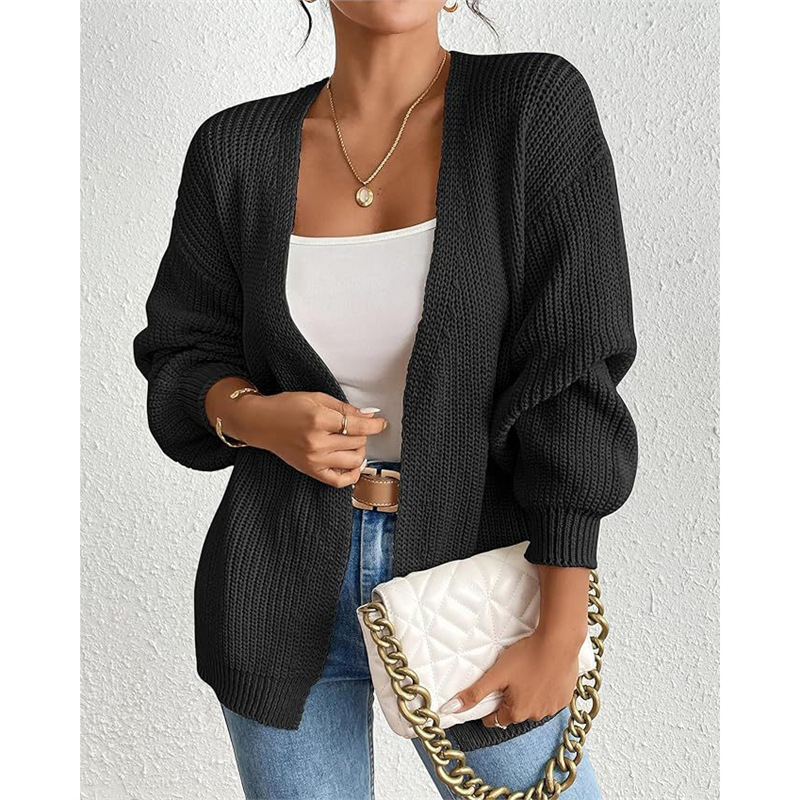 European and American Cross-Border Amazon Autumn Women's Front Placket Long-Sleeved Sweater Oversized Casual Thick Knitted Cardigan Loose Outer European and American Cross-Border Amazon Autumn Women's Front Placket Long-Sleeved Sweater Oversized Casual Thick Knitted Cardigan Loose Outer