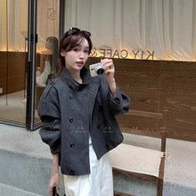 韩版宽松休闲百搭毛呢外套女2025秋季新款小个子时尚减龄上衣显瘦