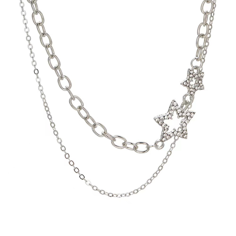 Collier double rang Sweet Style haut de gamme avec pendentif étoile, style minimaliste et élégant, inspiré du hip-hop et tendance._voghion.com