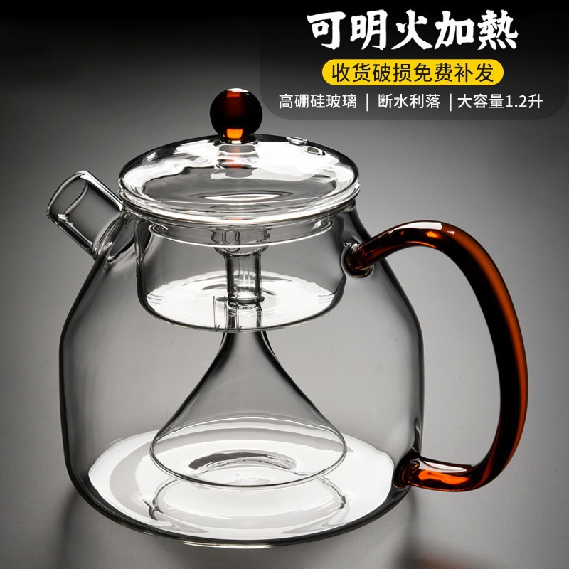 Glass capacious teapot for home use