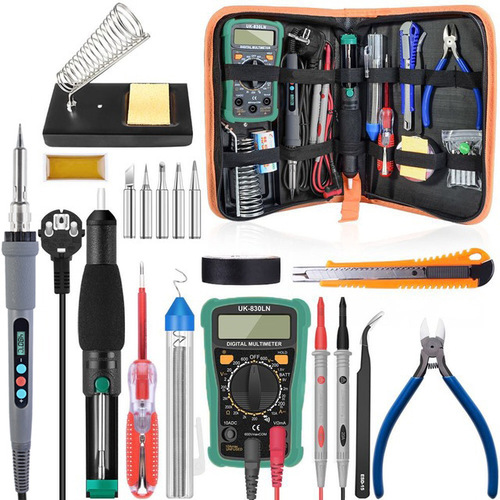 HANDSKIT switch temperature regulating soldering iron 60w digital display soldering iron with multimeter DIY glue gun repair tool set