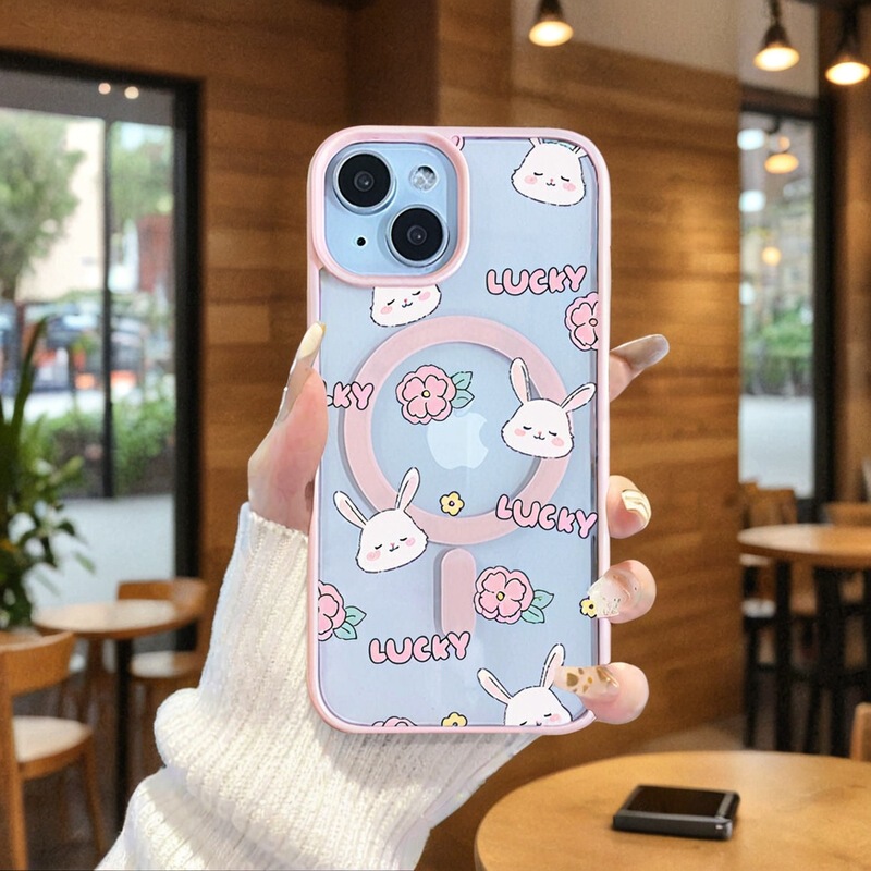 Magnetic Skin-Feel Flower Rabbit Phone Case Suitable for iPhone 17 Cute 11/13/14/15 Pro Max Hard Back Magnetic Skin-Feel Flower Rabbit Phone Case Suitable for iPhone 17 Cute 11/13/14/15 Pro Max Hard Back