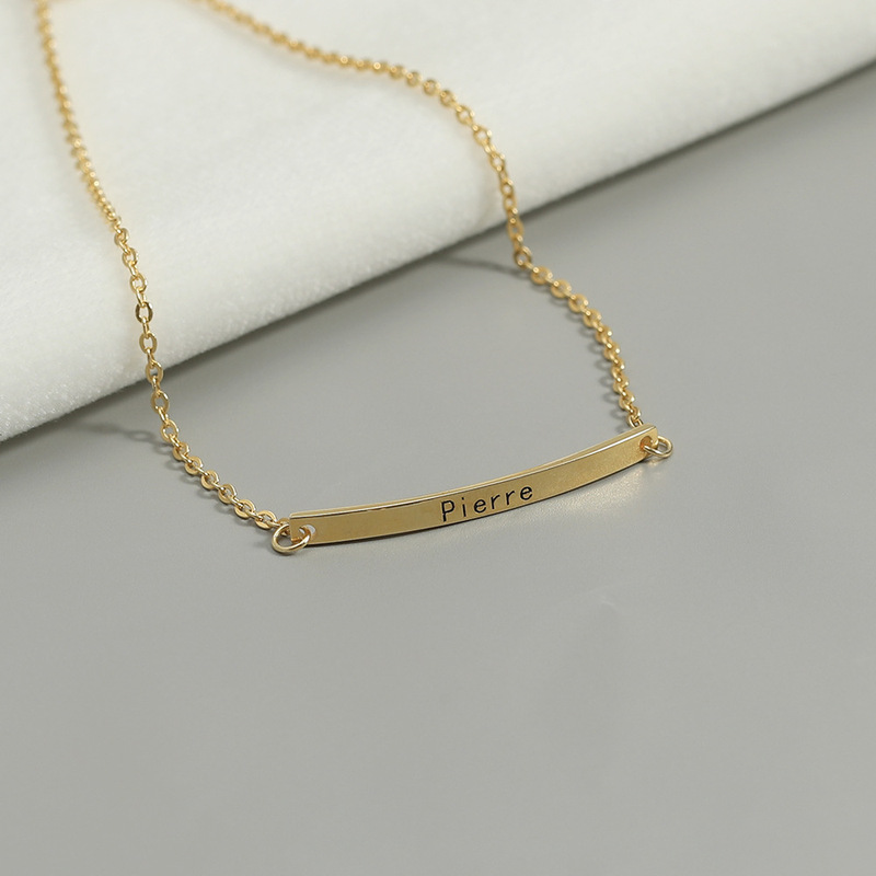 Cross-border Hot 925 Silver Custom Bracelet Women's Custom ins Niche Design Engraved English Letters Long Square Brand Name Cross-border Hot 925 Silver Custom Bracelet Women's Custom ins Niche Design Engraved English Letters Long Square Brand Name