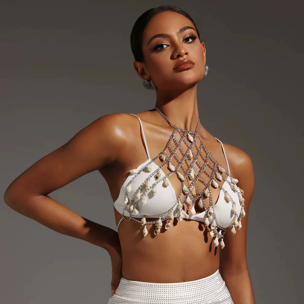 Хит продаж Q5090Y новая цепочка на грудь цепочки для тела Shell body chain