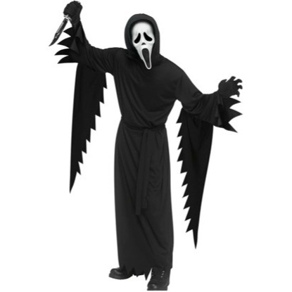 Ghost Face Halloween kostyumu - uşaq və böyüklər üçün qara xalat və