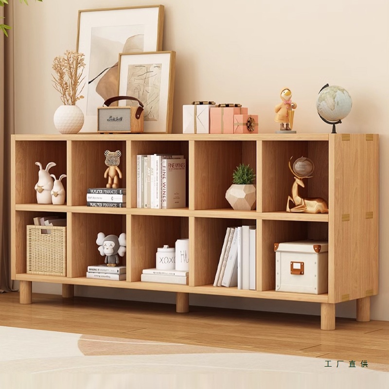 Solid Wood Bookshelf Floor-Standing Storage Rack Children's Bookcase Free Combination Grid Cabinet Home Kindergarten Integrated Storage Cabinet