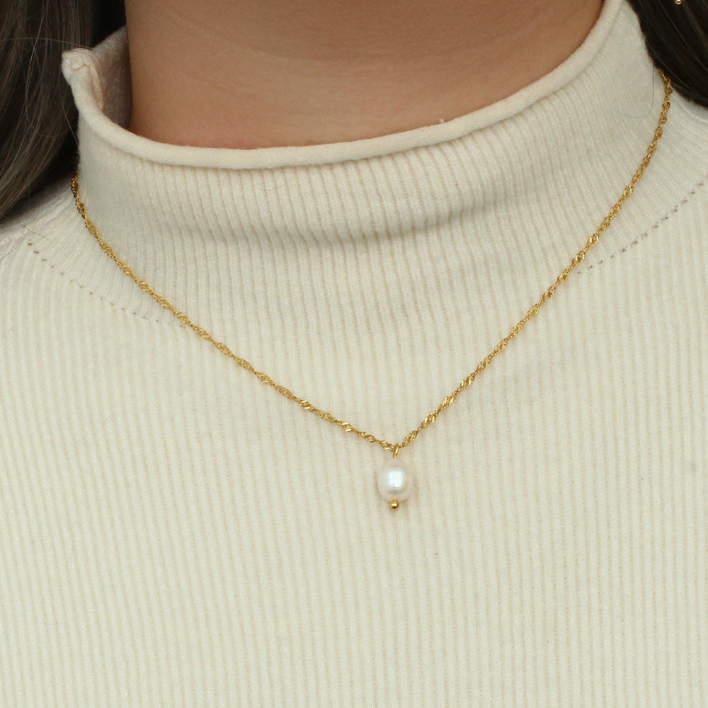 Fashion Solid Color Stainless Steel Pearl Plating Bracelets Earrings Necklace