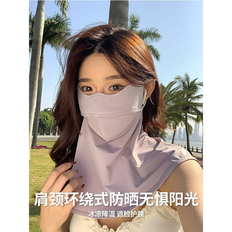 Silk summer breathable mask, sun protection, UF-protection, with neck protection