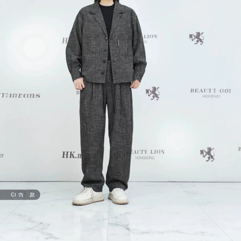 2026 Spring New Men's Old Money Style Casual Suit, Loose Cardigan and Wide-Leg Pants Fashion Two-Piece Set 2026 Spring New Men's Old Money Style Casual Suit, Loose Cardigan and Wide-Leg Pants Fashion Two-Piece Set