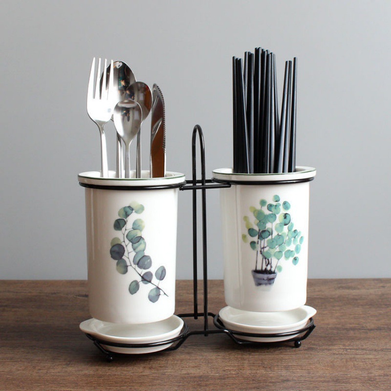 筷子筒植物陶瓷筷子架家用沥水双筷子桶筷子笼收纳置物架筷盒批发