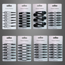 韩版ins简约金属黑色几何形一字夹钢夹7cm后脑勺碎发夹女刘海线夹