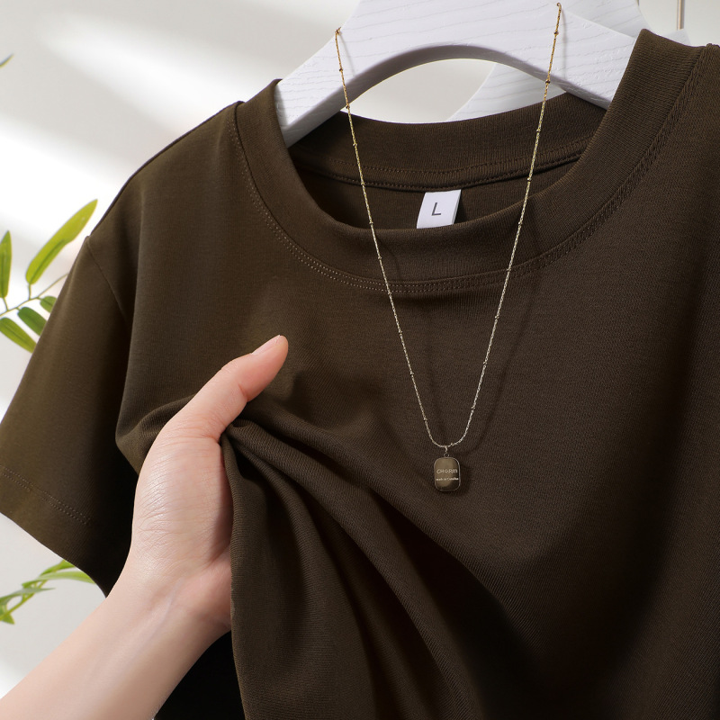 Guangdong Warehouse 26Th Summer New Model 662 # 240g Women's Ribbed Short-Sleeved T-Shirt, Classic Versatile Fashion Style, 9 Colors Guangdong Warehouse 26Th Summer New Model 662 # 240g Women's Ribbed Short-Sleeved T-Shirt, Classic Versatile Fashion Style, 9 Colors