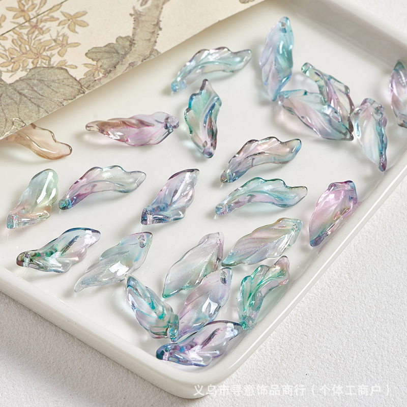 琉璃珠配饰海草叶子异形26mm串珠散珠子手工diy手链饰品配件材料|undefined