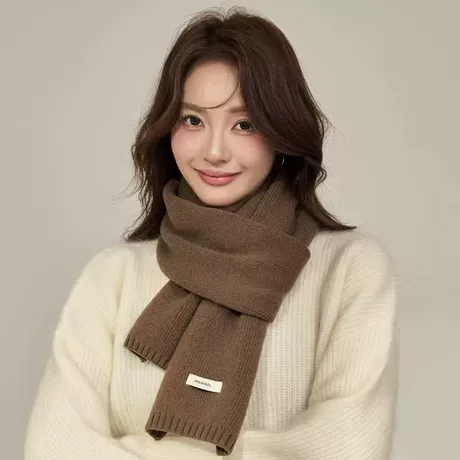 厚款围巾韩版新款百搭纯色100%纯羊毛围巾女秋冬保暖针织围脖时尚