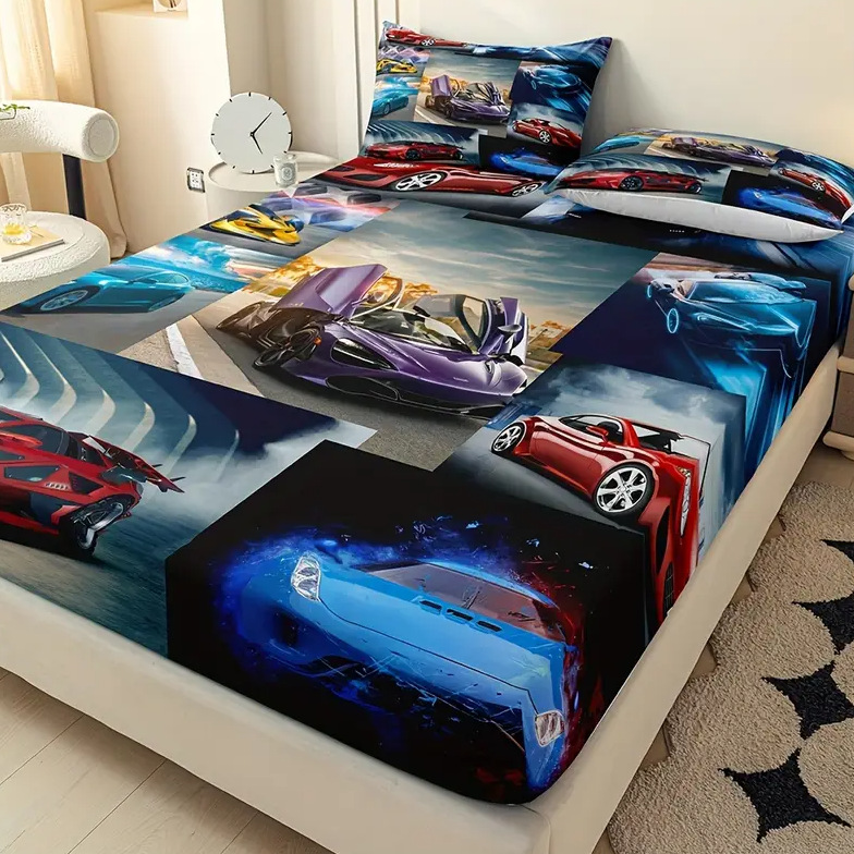 TEMU / JIT mattress mattress set cool puzzle de carreras 3D impresión digital ropa de cama para diseñar