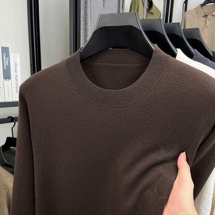 Jacket de manga larga hombre otoño invierno sólido de manga larga cuello redondo de mediana edad Jacquard casual jersey de punto hombre suéter