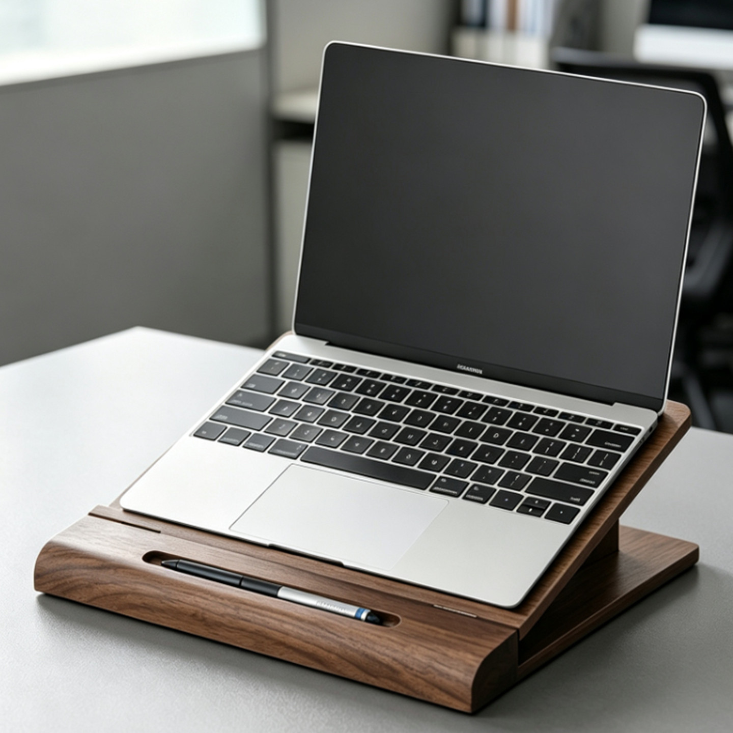 Walnut wood color neck support folding stand, laptop stand, tablet drawing board stand, height adjustable writing tablet stand