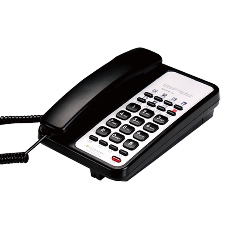 Teléfono de hotel de lujo con teclas de acceso directo, teléfono fijo para habitaciones con logo impreso, teléfono de recepción con marcación rápida a la recepción.