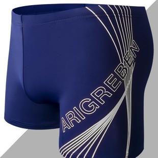 Cross-Border Long-Sleeved Men's Korean Style Swimming Trunks Silicone Printed Shorts Underwear Wholesale Men's Sports Quick-Drying Swimsuits