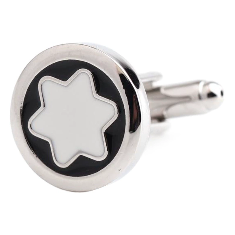 Круглые шестиугольные запонки в форме звезды, черно-белые, для французской рубашки, мужские, лакированные, цветные.