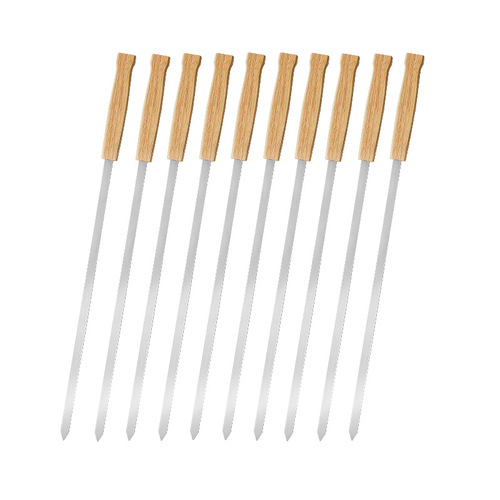 Stainless steel thickened wooden handle BBQ skewers BBQ tool set BBQ skewers BBQ skewers Skewers