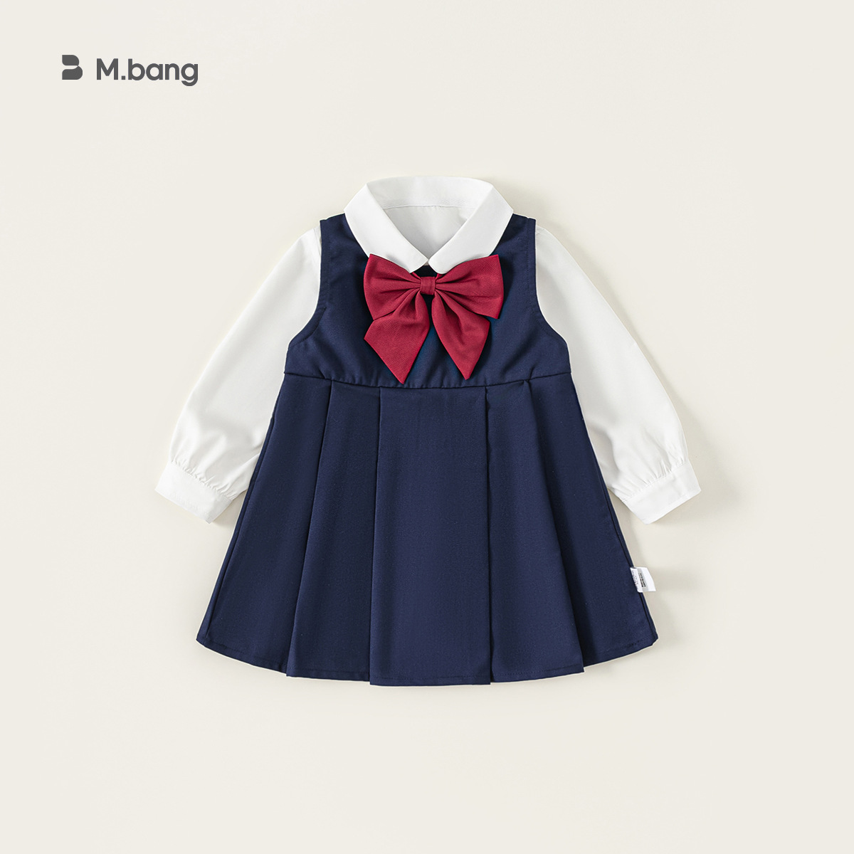 宥宝童装儿童韩版连衣裙宝宝装学院风衬衫裙子小童两件套女童套装