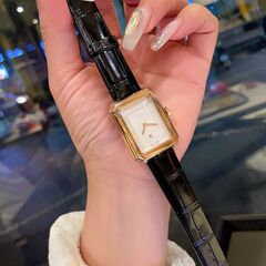 Bfルートの良い商品の中古の小さい香風の腕時計の2針の四角形の女性の時計は縄の腕時計の黒色の金の方糖の腕時計の女性を編みます