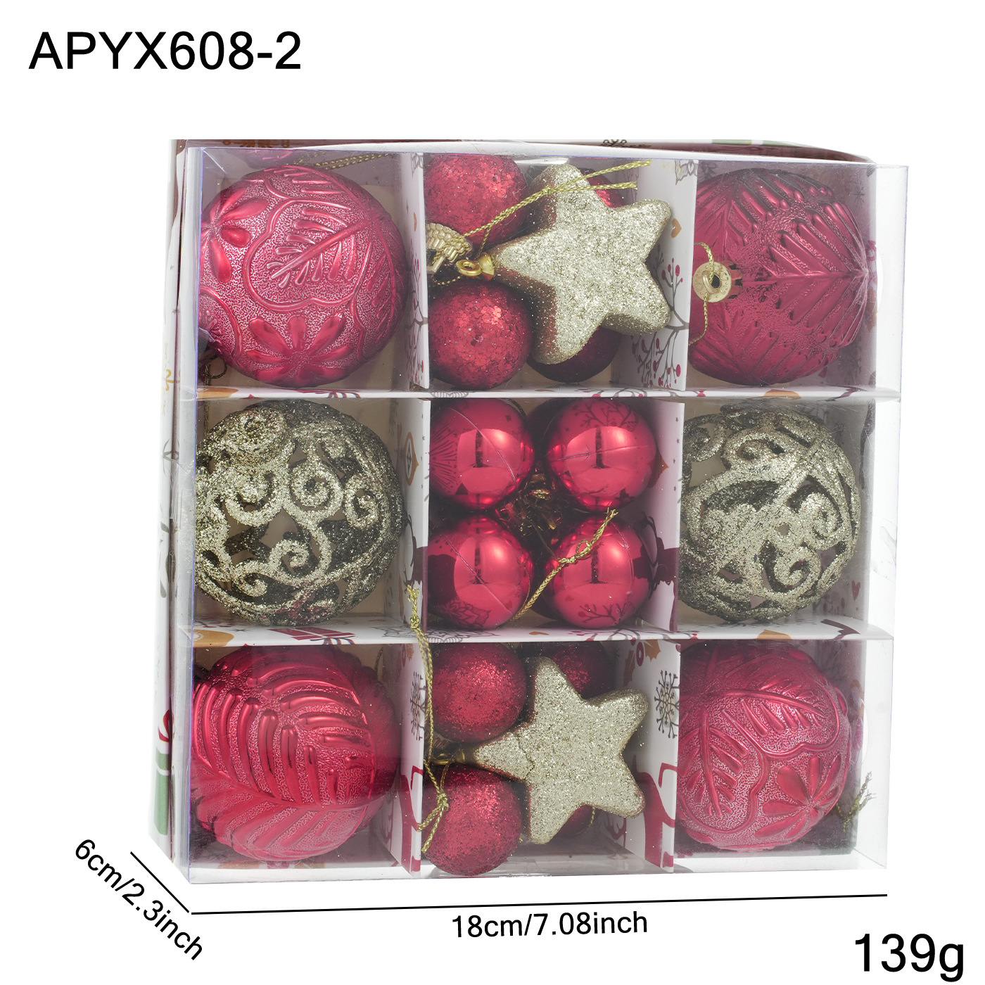 Nuevos productos transfronterizos paquetes de colgantes de bolas de Navidad en caja decoración de árboles de Navidad decoración de atmósfera de vacaciones decoración de colgantes en stock image 6