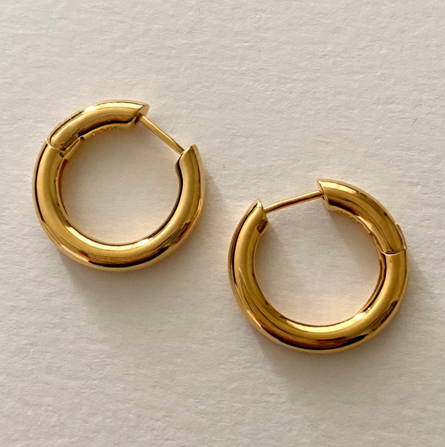 Women'S Gender 1 Pair 925 Sterling Silver Solid Color Hoop Earrings