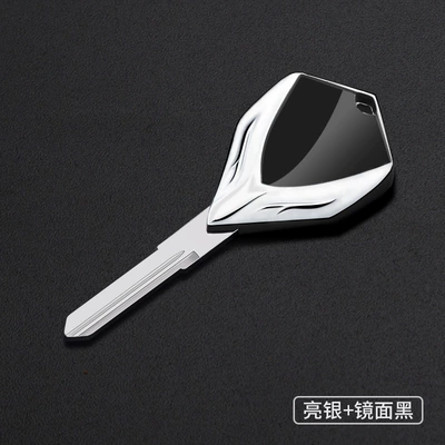 Motorcycle metal key blank suitable for Triumph Bobber Thruxton 900 Sprint ST (Motorcycle Key) - bright-silver-mirror-black-kx-01