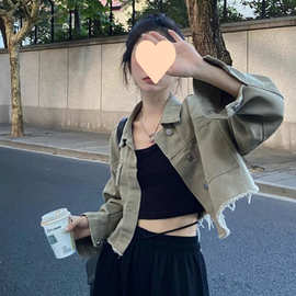 学生牛仔外套女秋款外穿甜酷设计感小众短款夹克开衫小个子上衣潮