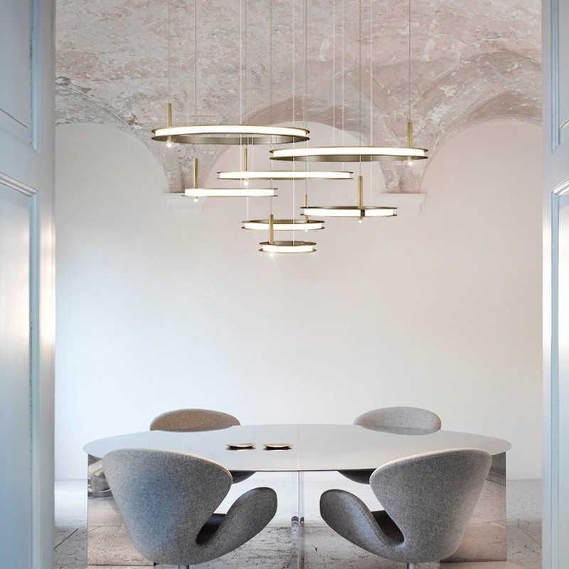 Luxury Choi Board House Restaurant diseñador de arte círculo ligero alto hotel lámpara de casa sala de estar modelo creativo lámpara norte