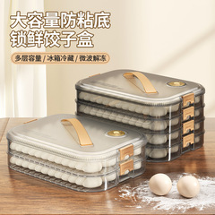 Large Capacity Dumpling Box Multi-layer Food Sealing Preservation Box Kitchen Refrigerator Organization Freezer Dedicated Cover Storage Box