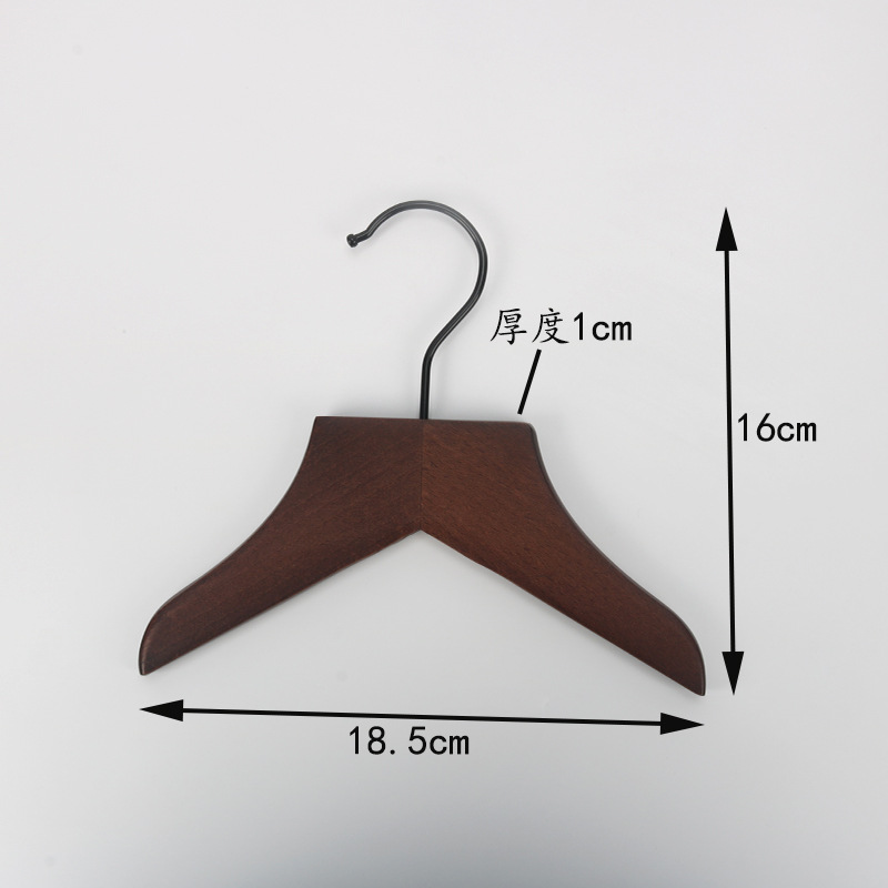 18.5cm 플랫 헤드 빈티지 컬러 너도밤나무 옷걸이(검은색 후크 포함)