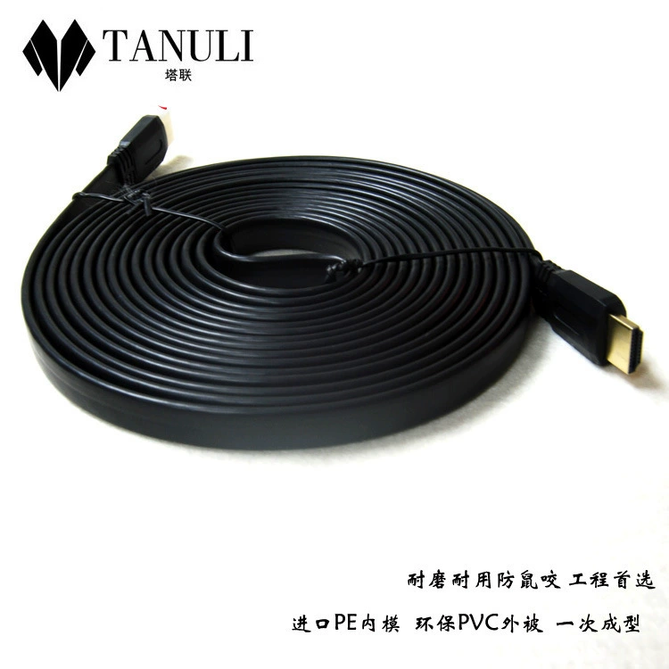 Noodle HDMI плоский кабель с золотым наконечником HDMI, кабель высокой четкости, поддерживает 3D, подключение к телевизору и компьютеру, версия 1.4, черный