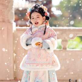 2026新款格格服冬季加棉加厚国风马面裤子女宝汉服古风超仙拜年服