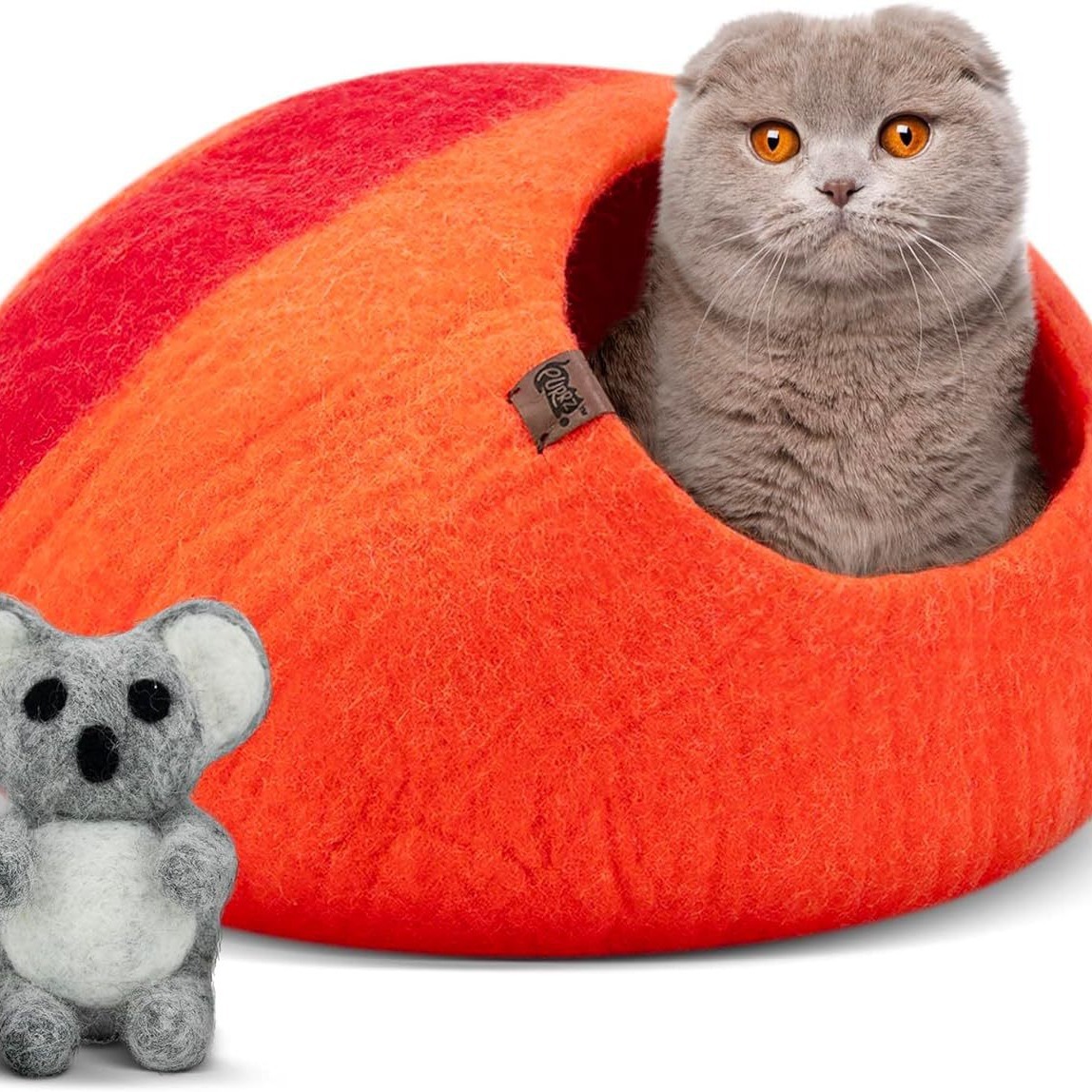 北欧纯手工羊毛毡可爱猫窝圣诞节保暖收纳猫床摆件魔法屋深度睡眠